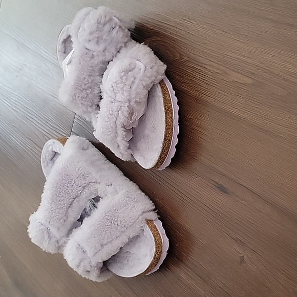 Birkenstock| Arizona Big Buckle Purple Shearling Fuzzy/Fur Sandals Size38 - Picture 9 of 10